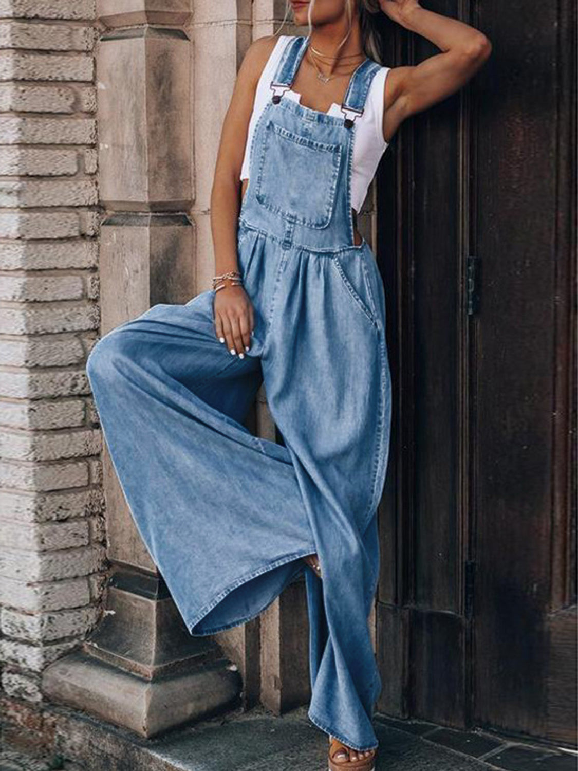 Wide Leg Denim Overalls – Moms Night Out